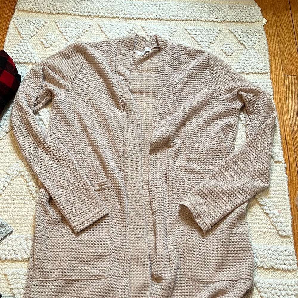 Taupe Waffle Knit Cardigan